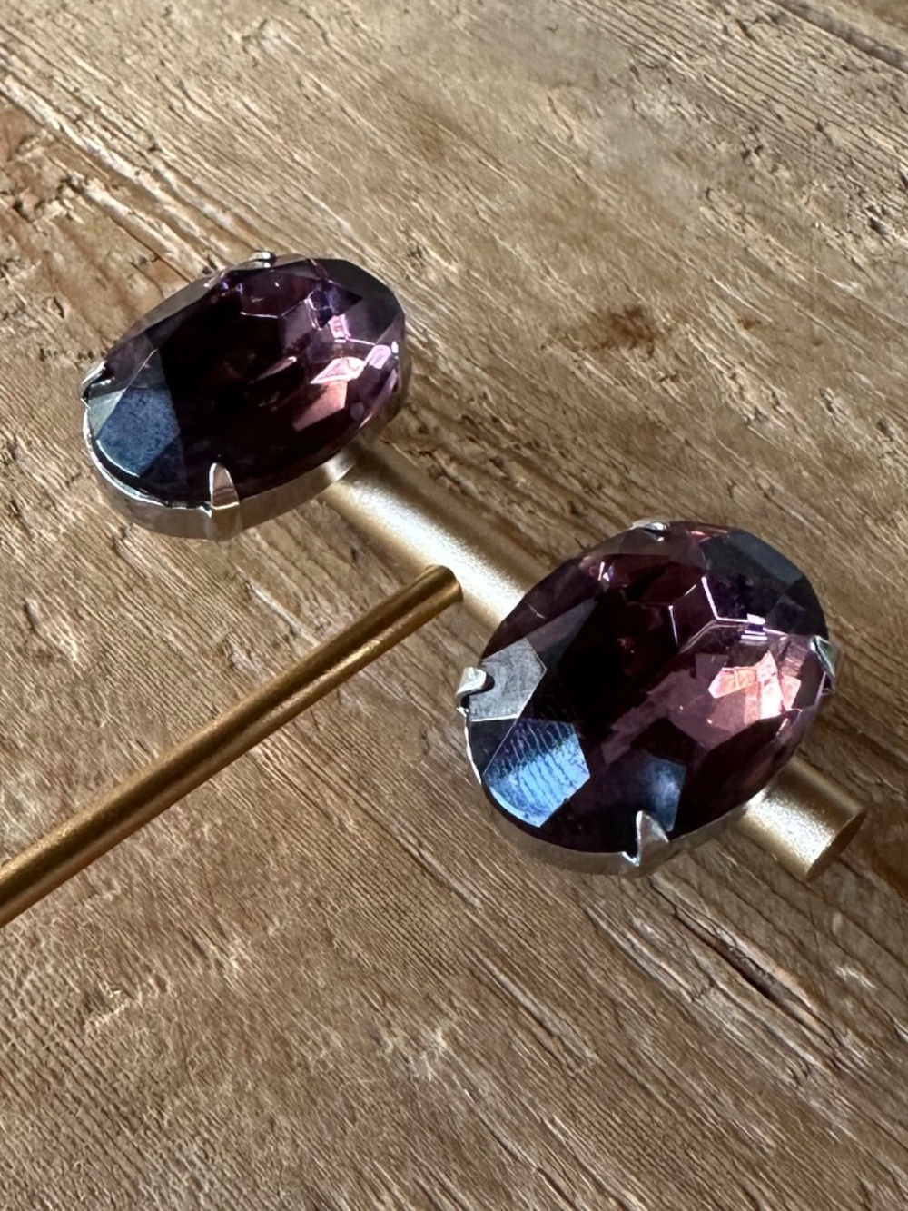 TOVA - Amethyst Purple Oval Earrings - Statement Chic - Picture 8 of 11